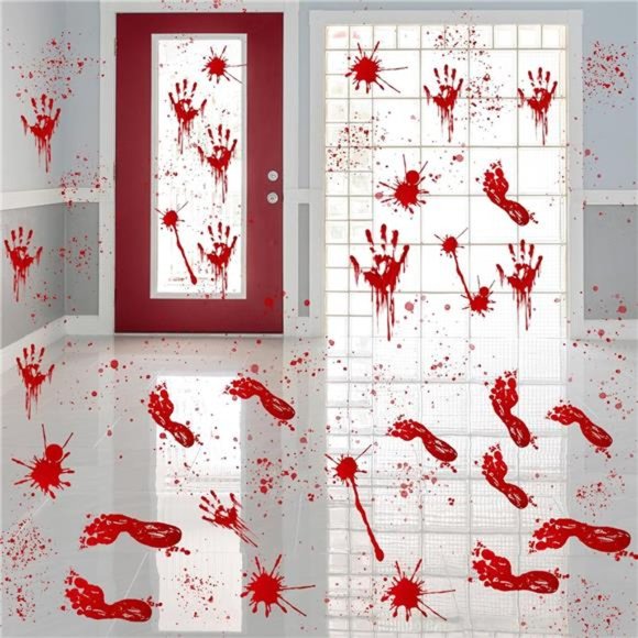 135 PCS Halloween Decorations, 9 Blood Window Clings, 6 Tattoo Stickers, - Picture 5 of 7